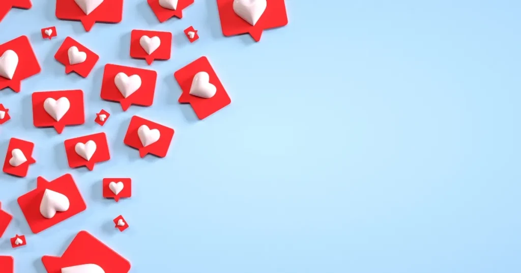 SNSのハートアイコンが散りばめられたイメージ 就活を成功させるためのSNS活用法を解説する内容に関連する画像